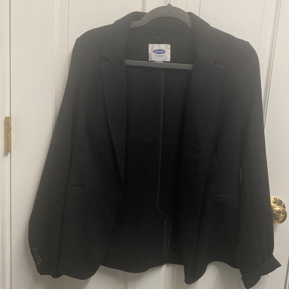 Old Navy Textured Blazer in Black with One Button Closure Size S P